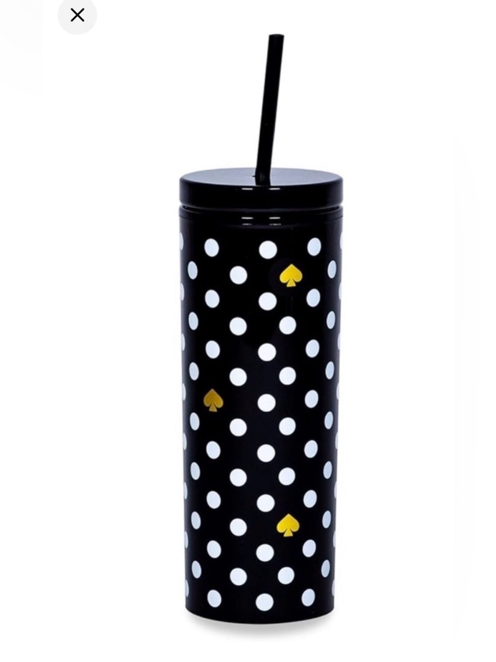 kate spade new york Insulated Tumbler with Reusable Straw, Black 24 Ounce